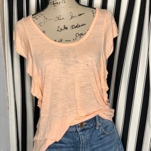 New With Tags Peach Ruffle Sleeve Top soft